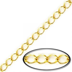 Chaîne, 3.2mm epais, acier inoxydable, grade 304, plaque or, 5 mètres. Vendu en paquet de 1 bobine(s). (SKU# CC/EX001/GSS)