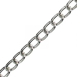 LIQUIDATION! Chain curb link (8.5x5mm), 10 metres, nickel plate, steel core. (SKU# CC/IR112B/WH). Sold per pack of 1 spool(s).