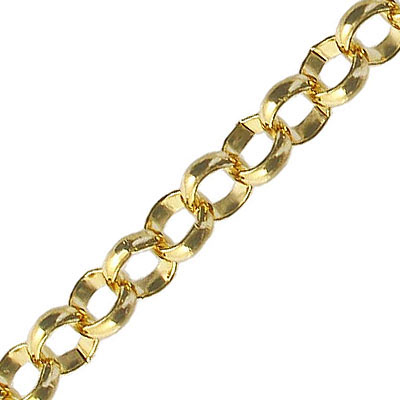 LIQUIDATION! Chaîne, lien rolo (8mm), 5 mètres, plaqué or, base d'acier. Vendu en paquet de 1 bobine(s). (SKU# CC/ROLO8/GL)