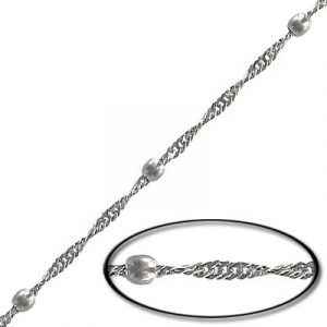 LIQUIDATION! Chain, chain width 2.0mm, ball width 3.5mm, brass, rhodium imitation, 10 meters, brass core. (SKU# CC/S113/WH). Sold per pack of 1 spool(s).