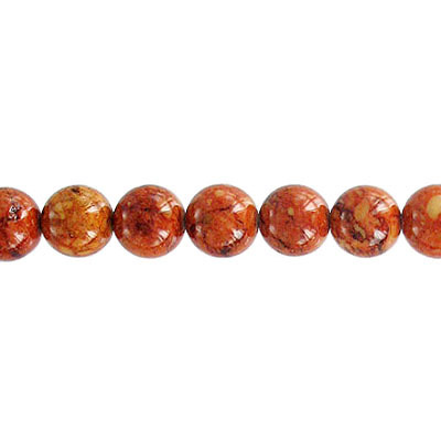 Fossil bead, 36 inch strand, red brown, 6mm. (SKU# FSBD6MM/RDBRN). Sold per pack of 1 strand(s).