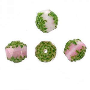 LIQUIDATION! Glass bead, 8mm, window, fire polished, opaque light pink and light green. (SKU# GB104/73004). Sold per pack of 100