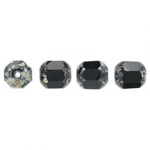 LIQUIDATION! Glass bead, 8mm, window, fire polished, jet grey. (SKU# GB104/86800). Sold per pack of 100