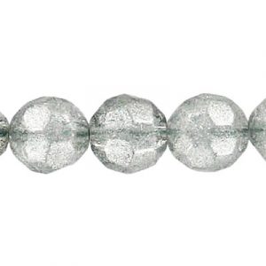 LIQUIDATION! Glass bead, 10mm, 32 facets, 8 inch strand, dark silver. (SKU# GB10FAC/MDKSI). Sold per pack of 10