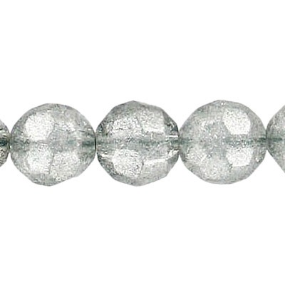 LIQUIDATION! Glass bead, 10mm, 32 facets, 8 inch strand, dark silver. (SKU# GB10FAC/MDKSI). Sold per pack of 10