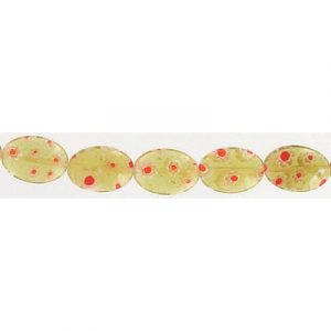LIQUIDATION! Glass bead, 10x14mm, oval, millefiori yellow, 16 inch strand. (SKU# GB10X14/MFYE). Sold per pack of 1 strand(s).