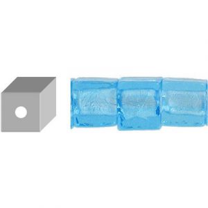 LIQUIDATION! Glass bead silver foil, cube, 12mm, 8 inch strands, aqua, light blue. (SKU# GB12C/SFAQ). Sold per pack of 1 strand(s).