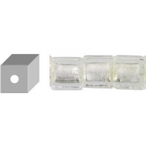 LIQUIDATION! Glass bead silver foil, cube, 12mm, 8 inch strands, crystal. (SKU# GB12C/SFCRY). Sold per pack of 1 strand(s).