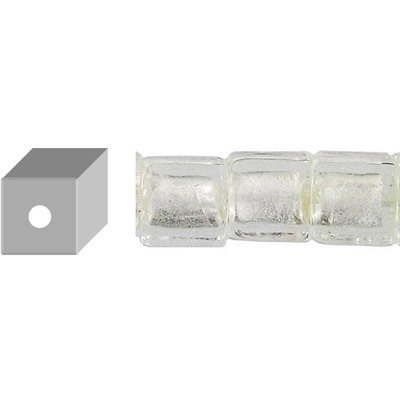 LIQUIDATION! Glass bead silver foil, cube, 12mm, 8 inch strands, crystal. (SKU# GB12C/SFCRY). Sold per pack of 1 strand(s).