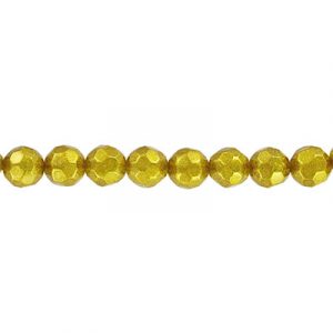 LIQUIDATION! Glass bead, 12mm, 32 facets, 8 inch strand, dark gold. (SKU# GB12FAC/MDKGL). Sold per pack of 10