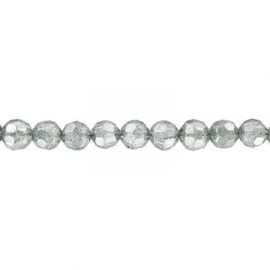 LIQUIDATION! Glass bead, 12mm, 32 facets, 8 inch strand, dark silver. (SKU# GB12FAC/MDKSI). Sold per pack of 10