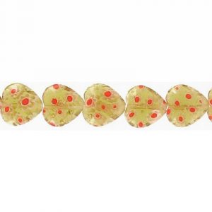 LIQUIDATION! Glass bead, 12x12mm, heart shaped, millefiori, yellow. (SKU# GB12H/MFYE). Sold per pack of 1 strand(s).
