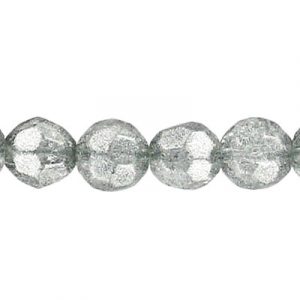 LIQUIDATION! Billes de verre, 8mm 32 facettes, corde de 8 pouces, dark silver. Vendu en paquet de 10. (SKU# GB8FAC/MDKSI)