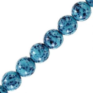 Glass beads, 8mm, round, turquoise stone imitation, 50 beads per strand, 16 inch strand. (SKU# GB8MM/S84648). Sold per pack of 1 strand(s).