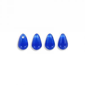 LIQUIDATION! Billes de verre, 4x6mm, forme des gouttes, sapphire. Vendu en paquet de 500. (SKU# GBD4X6/30060)