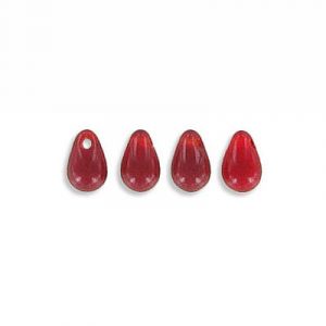 LIQUIDATION! Billes de verre, 4x6mm, forme des gouttes, siam. Vendu en paquet de 600. (SKU# GBD4X6/90080)