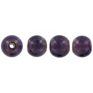 LIQUIDATION! Billes de verre Inde, feuille d'argent, rond, 10mm, violet. Vendu en paquet de 100. (SKU# GBI10MM/GG146)