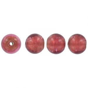 LIQUIDATION! Billes de verre Inde, feuille d'argent, rond, 10mm, rose. Vendu en paquet de 100. (SKU# GBI10MM/GG148)