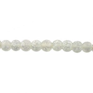 LIQUIDATION! Glass bead India, round with white spots, 10mm, clear, 8 inch strand. (SKU# GBI10MM/PM170). Sold per pack of 1 strand(s).