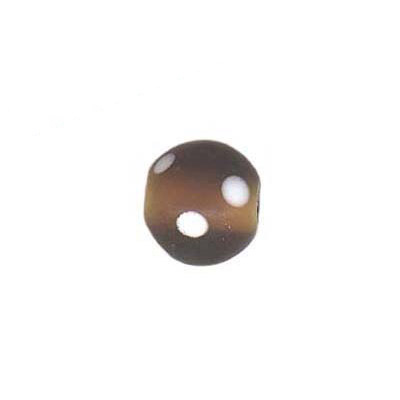 LIQUIDATION! Billes de verre Inde, 10mm, brun avec des taches blanches. Vendu en paquet de 100 grammes. (SKU# GBI10MM/TBM61)