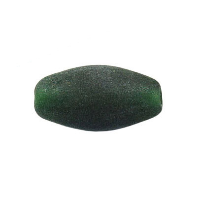LIQUIDATION! Glass bead India, oval, 10x20mm, matte dark green. (SKU# GBI10X20/M60). Sold per pack of 250 grams.