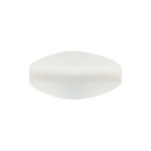 LIQUIDATION! Glass bead India, oval, 10x20mm, matte white. (SKU# GBI10X20/M64). Sold per pack of 250 grams.