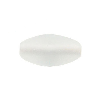 LIQUIDATION! Billes de verre Inde, ovale, 10x20mm, blanc mat. Vendu en paquet de 250 grammes. (SKU# GBI10X20/M64)