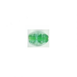 LIQUIDATION! Billes de verre Inde, 10x8mm, avec motif, vert. Vendu en paquet de 250 grammes. (SKU# GBI10X8/GKJ84)
