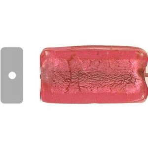 LIQUIDATION! Glass bead India, silver foil, rectangle, 36x20x10mm, pink. (SKU# GBI231/SF111). Sold per pack of 12