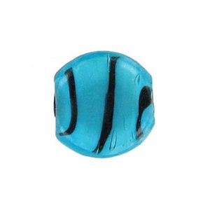 LIQUIDATION! Billes de verre Inde, teal, rayé. Vendu en paquet de 50. (SKU# GBI3124/TBS81)