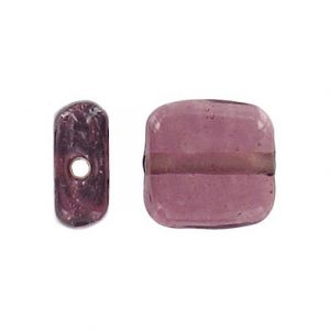 LIQUIDATION! Glass bead India, flattened square, 12x7mm, transparent purple. (SKU# GBI3469/56). Sold per pack of 250 grams.