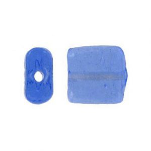 LIQUIDATION! Glass bead India, flattened square, 12x7mm, transparent blue. (SKU# GBI3469/75). Sold per pack of 250 grams.