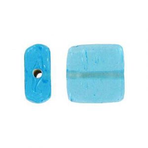 LIQUIDATION! Glass bead India, flattened square, 12x7mm, transparent aqua light blue. (SKU# GBI3469/77). Sold per pack of 250 grams.