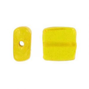 LIQUIDATION! Glass bead India, flattened square, 12x7mm, transparent yellow. (SKU# GBI3469/88). Sold per pack of 250 grams.