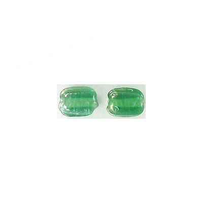 LIQUIDATION! Glass bead India, rectangle, satin green. (SKU# GBI3486/S84). Sold per pack of 500 grams.
