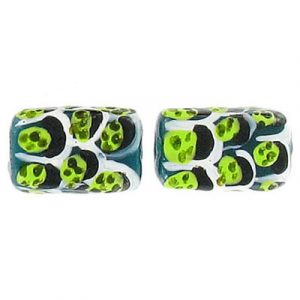 LIQUIDATION! Glass bead India, hand painted animal print. (SKU# GBI3518/ALLIG). Sold per pack of 100