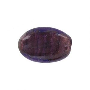 LIQUIDATION! Billes de verre Inde, feuille d'argent, twisted oval shape, 20x14mm, violet. Vendu en paquet de 50. (SKU# GBI3762/GG146)