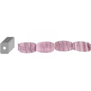 LIQUIDATION! Glass bead India, matte striped rectangle, pink. (SKU# GBI533/GQL1). Sold per pack of 1 strand(s).