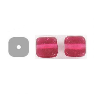 LIQUIDATION! Glass bead India, flat square pink. (SKU# GBI631/111). Sold per pack of 250 grams.