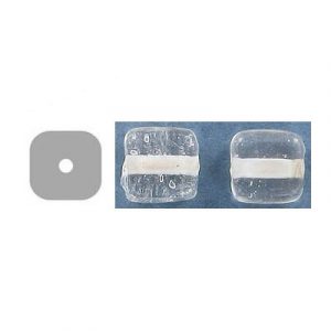 LIQUIDATION! Glass bead India, flat square clear. (SKU# GBI631/64). Sold per pack of 250 grams.