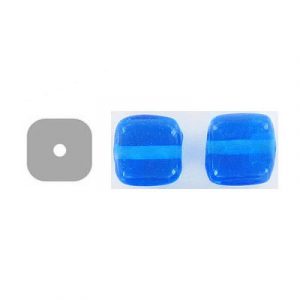 LIQUIDATION! Glass bead India, flat square aqua-blue. (SKU# GBI631/68). Sold per pack of 250 grams.