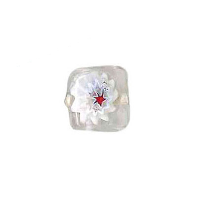 LIQUIDATION! Glass bead India, millefiori, 10mm, flat square, white. (SKU# GBI631/CV708). Sold per pack of 100