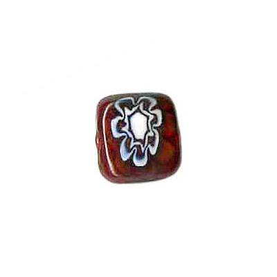 LIQUIDATION! Glass bead India, millefiori, 10mm, flat square, red. (SKU# GBI631/CV713). Sold per pack of 100