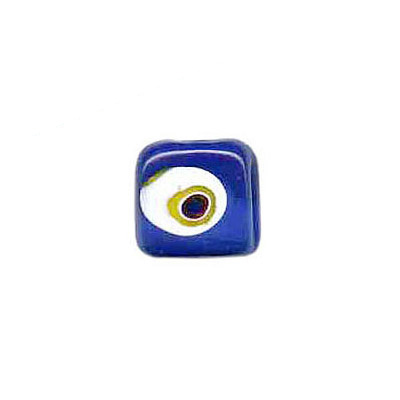 LIQUIDATION! Glass bead India, millefiori, 10mm, flat square, blue and white. (SKU# GBI631/CVD634). Sold per pack of 100