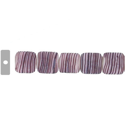 LIQUIDATION! Glass bead India, matte striped square pink. (SKU# GBI631/GQL1). Sold per pack of 1 strand(s).