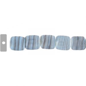 LIQUIDATION! Glass bead India, matte striped square teal bue. (SKU# GBI631/GQL2). Sold per pack of 1 strand(s).