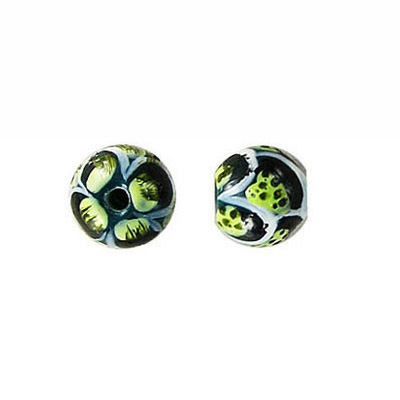 LIQUIDATION! Glass bead India, 8mm, hand painted animal print. (SKU# GBI8MM/ALLIG). Sold per pack of 100