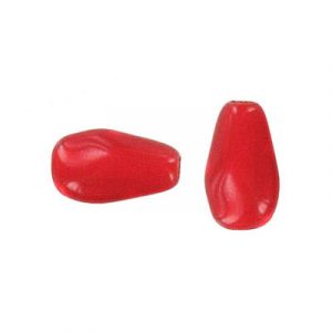 LIQUIDATION! Billes de verre Inde, pear shaped, rouge. Vendu en paquet de 250 grammes. (SKU# GBI901/65)