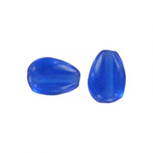 LIQUIDATION! Billes de verre Inde, pear shaped, bleu. Vendu en paquet de 250 grammes. (SKU# GBI958/83)