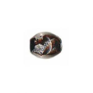 LIQUIDATION! Glass bead India, 9x11mm, oval, topaz/black. (SKU# GBI9X11/V465). Sold per pack of 100